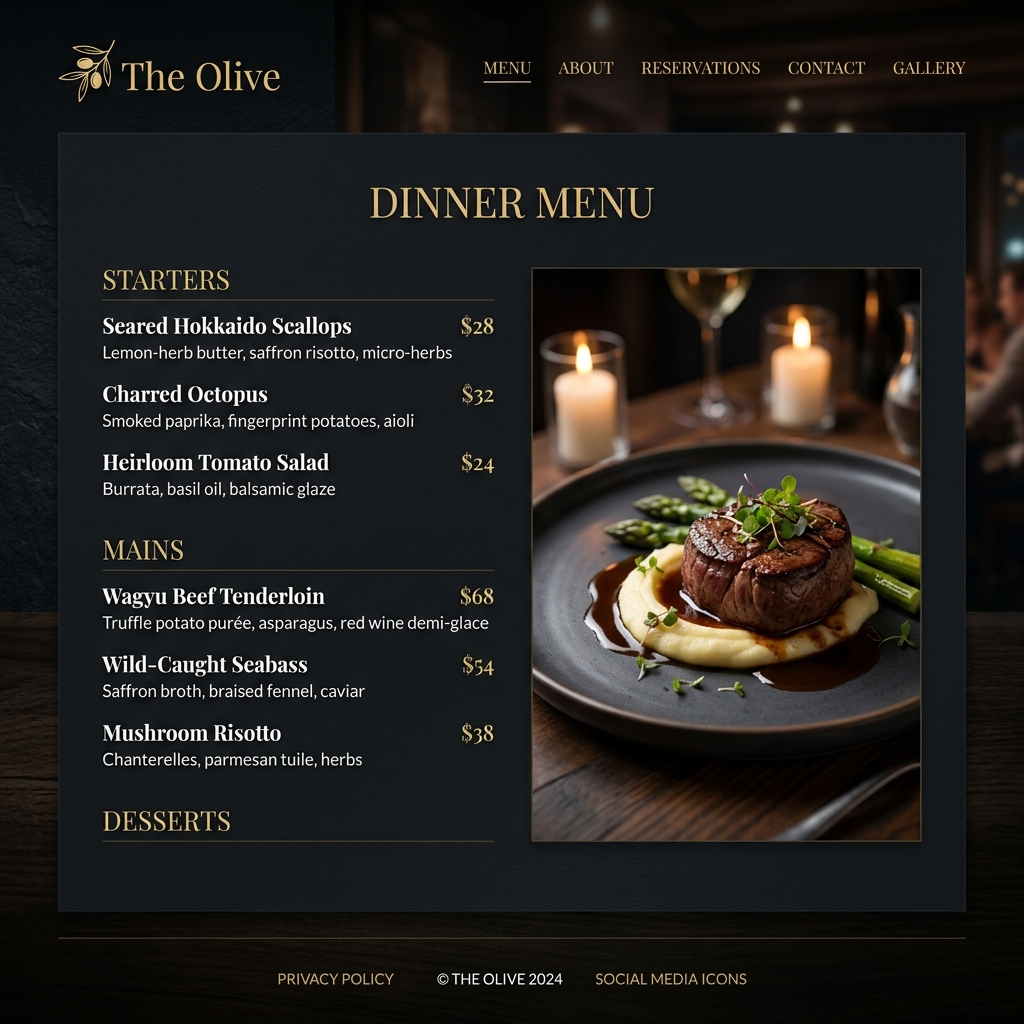 Menu Page Preview