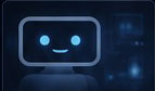 AI Chatbot robot head glowing representation